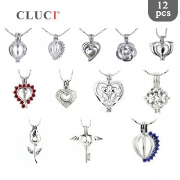 CLUCI 12 sztuk/zestaw motyw miłości klatki wisiorki srebrny miłość kształt medaliony dla kobiet naszyjnik/bransoletka making mił