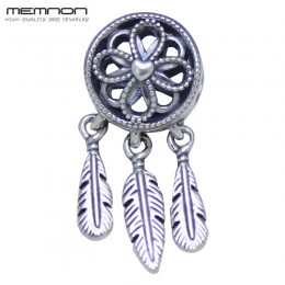 Duchowe Dream catcher Dangle Charms 925 sterling Silver fit bransoletka naszyjnik wisiorek urok DIY dla kobiet Memnon biżuteria 