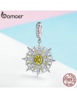 BAMOER 925 Sterling Silver geometryczne Charms jasne wisiorek z cyrkonią w kształcie kostki fit kobiety bransoletki i naszyjniki