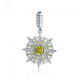 BAMOER 925 Sterling Silver geometryczne Charms jasne wisiorek z cyrkonią w kształcie kostki fit kobiety bransoletki i naszyjniki