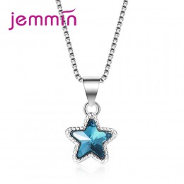 JEMMIN nowy nabytek wykwintne Blue Star CZ kamień oryginalna 925 srebrny naszyjnik moda naszyjniki dla kobiety dziewczyny prezen