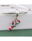 Memnon cartoon boże narodzenie Santa cukierki charms 925 Sterling Silver charm Fit koraliki bransoletki DIY dla kobiet biżuteria