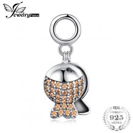 JewelryPalace czarny i Taupe cyrkonia grawerowane ryby w rzece dynda paciorek Charm Fit bransoletki nie zawiera łańcucha