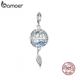 BAMOER oryginalna 925 Sterling Silver zachowane kwiat geometryczne Charms wisiorek fit oryginalny bransoletki bransoletki DIY bi