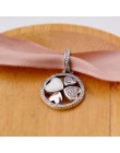 FAHMI925 Sterling Silver błyszcząca kokarda wisiorek wyczyść CZ Charms fit bransoletki biżuteria akcesoria w kształcie serca nar