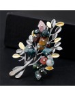 Naturalny kryształ starożytnych broszka z imitacji diamentu oddział roślin liści drzewa szpilki dla kobiet bankiet prezenty buki