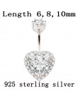 Prawdziwe 925 sterling srebrny brzuch pierścionek kobiet w porządku biżuteria serce body piercing biżuteria S925 6 8 10mm kolczy