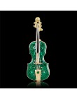 Broszka zielona gitara złota skrzypce na ślub biżuteria