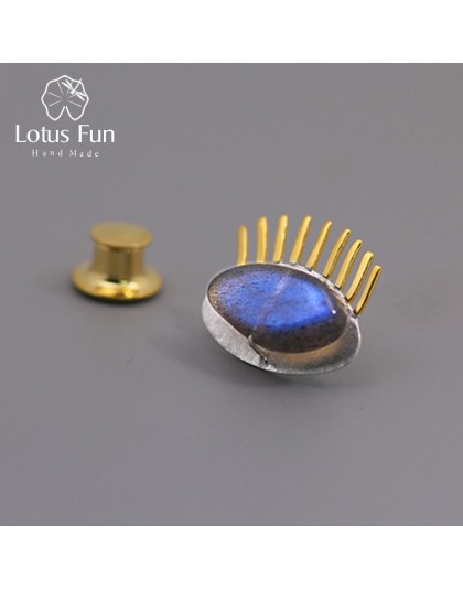 Lotus zabawy majątek 925 Sterling Silver naturalne labrador twórczy w porządku biżuteria ciekawe złoty rzęs broszki dla kobiet