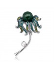 Rhinestone Octopus kwiat szpilki i broszki dla kobiet roślin broszka perły kryształowe metalowe odznaki z kamienia naturalnego u