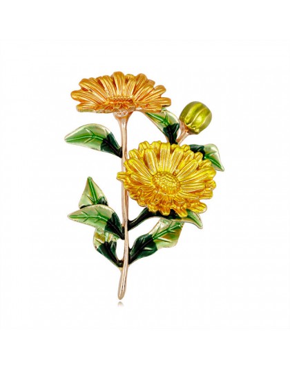 Romantyczna roślina Daisy broszka kwiat bukiet liści Pin do dekoracji broszka emalia Pin konferencyjne strona biżuteria prezent 
