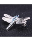 GEM'S balet 1.41Ct naturalne błękitny Topaz broszka 925 Sterling silver ręcznie projekt Dragonfly broszki dla kobiet w porządku 