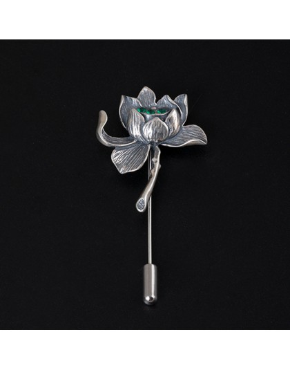 W stylu Vintage czysta 925 sterling silver lotosu cyrkon broszki czy starożytny projekt rocznica ślub proste broszki dla kobiet 