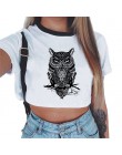 Krótki crop top z okrągłym dekoltem z krótkim rękawem biały seksowny modny młodzieżowy dla dziewczyn dla kobiet