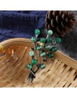 Elegancki kwiat broszka szpilki i broszki dla kobiet antyczne srebro drzewo roślin broszka kamień naturalny materiał szalik ubra