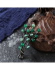 Elegancki kwiat broszka szpilki i broszki dla kobiet antyczne srebro drzewo roślin broszka kamień naturalny materiał szalik ubra