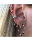 E0263 czeski styl srebrny kolor zestaw kolczyków w stylu Punk w stylu Vintage Hoop kolczyki klip ucha dla kobiet 7 sztuk/zestaw 