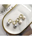 Peri's box barokowy biały szary kolor perły Hoop kolczyki dla kobiet nowoczesne kolczyki do uszu francuski panny młodej Huggie k