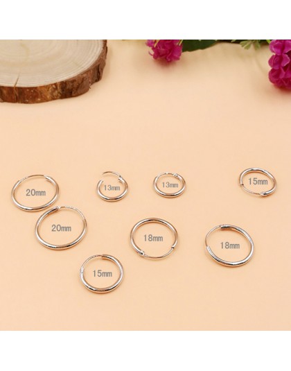 Minimalizm proste koreański styl małe okrągły koło srebrny Ear Hoop biżuteria Hot sprzedaż kobiety kolczyki Brincos 13 ~ 20mm 2