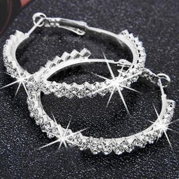 Moda proste Shining kryształ Hoop kolczyki wysokiej jakości kobiety luksusowe Ear Hoop Wedding Party biżuteria akcesoria