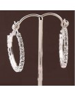 Moda proste Shining kryształ Hoop kolczyki wysokiej jakości kobiety luksusowe Ear Hoop Wedding Party biżuteria akcesoria