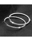 Moda proste Shining kryształ Hoop kolczyki wysokiej jakości kobiety luksusowe Ear Hoop Wedding Party prezent biżuteria akcesoria