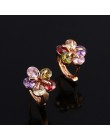 Kolorowe cyrkon Crystal Hoop kolczyki dla kobiet różowe złoto moda biżuteria kolczyki kobiet Brincos ear cuff najwyższej jakości