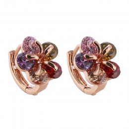 Kolorowe cyrkon Crystal Hoop kolczyki dla kobiet różowe złoto moda biżuteria kolczyki kobiet Brincos ear cuff najwyższej jakości
