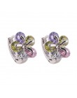 Kolorowe cyrkon Crystal Hoop kolczyki dla kobiet różowe złoto moda biżuteria kolczyki kobiet Brincos ear cuff najwyższej jakości