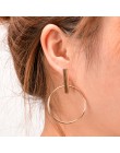 2018 nowy koreański proste Aros Hoop kolczyki dla kobiet geometryczne duże koło ucha Hoop kolczyki Brincos biżuteria XRE01