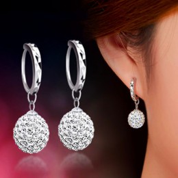 Pani Shambhala luksusowe kryształ teardrop kolczyki w kształcie blask księżniczka ball kolczyki popularne biżuteria srebrna pros