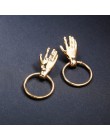 Złoty kolor spersonalizowane Hoop kolczyki dla kobiet mężczyzn w stylu Punk Plam ucha biżuteria Unquie projekt okrągły koło ucha