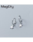 MAGICITY Exquisited tuda 925 Sterling Silver Star Hoop kolczyki dla kobiet proste przekłuwanie uszu Huggie kolczyki Bohemia Bijo