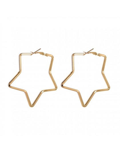 3 rozmiary Handmade moda proste gwiazda Hoop kolczyki dla kobiet oświadczenie złoty srebrny kolor ucha prezenty biżuteria punkow
