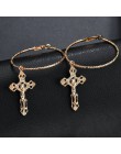 YIKOO moda kolczyki duże koła dla kobiet w stylu Vintage krzyż kolczyki Dangle kolczyki obręcze kolczyk Brincos biżuteria prezen