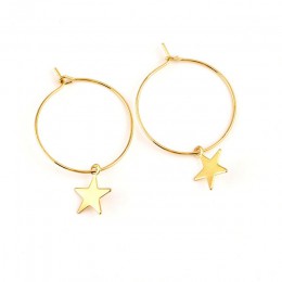 Trendy złoty kolor mała gwiazda koło Hoop kolczyki dla kobiet Pentagram ucho kobiece akcesoria prezent