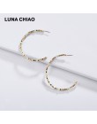 LUNA CHIAO butik mody akcesoria prostota projekt Mini CCB 5.5 cm Big Hoop kolczyki kryształ zroszony okrągły Ear Hoops