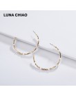 LUNA CHIAO butik mody akcesoria prostota projekt Mini CCB 5.5 cm Big Hoop kolczyki kryształ zroszony okrągły Ear Hoops