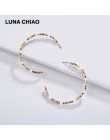 LUNA CHIAO butik mody akcesoria prostota projekt Mini CCB 5.5 cm Big Hoop kolczyki kryształ zroszony okrągły Ear Hoops