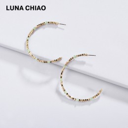 LUNA CHIAO butik mody akcesoria prostota projekt Mini CCB 5.5 cm Big Hoop kolczyki kryształ zroszony okrągły Ear Hoops