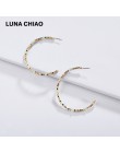 LUNA CHIAO butik mody akcesoria prostota projekt Mini CCB 5.5 cm Big Hoop kolczyki kryształ zroszony okrągły Ear Hoops