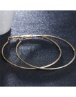 Duże koło gładki duży moda kobiety złoty srebrny hiperbola ucha metalowe kolczyki Hoop 8 cm 10 cm