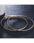 Duże koło gładki duży moda kobiety złoty srebrny hiperbola ucha metalowe kolczyki Hoop 8 cm 10 cm