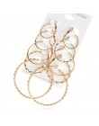 Mieszane Big okrągły Hoop kolczyki dla kobiet 3 pairs moda różowe złoto srebro kolor koło kreolski zestaw kolczyków modny nowy u