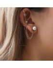 2018 nowych moda pomponem łańcuch sztuczna perła kolczyki dla kobiet w stylu Punk Ear Cuff klipsy damska biżuteria