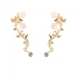 2018 nowy 2 sztuk elegancki kwiat kształt Rhinestone lewego ucha spinki do mankietów złoty i srebrny kolor Boho kolczyk Ear Stud