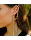 1 sztuk metalowe klip ucha liść Tassel kolczyki dla kobiet biżuteria z nausznikami złoto srebro kolor Vintage klip kolczyk Brinc