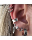 Punk w stylu Vintage klip ucha Pendientes Brinco dziewczyny Bijoux łańcuch Tassel liść nausznica z klipsem kolczyki dla kobiet b