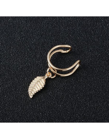 Ear Cuff Wrap kolczyki liście biżuteria Piercing klip na kolczyki trójkąt chrząstka klip Diy ustawienia czarny kolor e0479