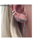 Punk w stylu Vintage klip ucha Pendientes Brinco dziewczyny Bijoux łańcuch Tassel liść nausznica z klipsem kolczyki dla kobiet b